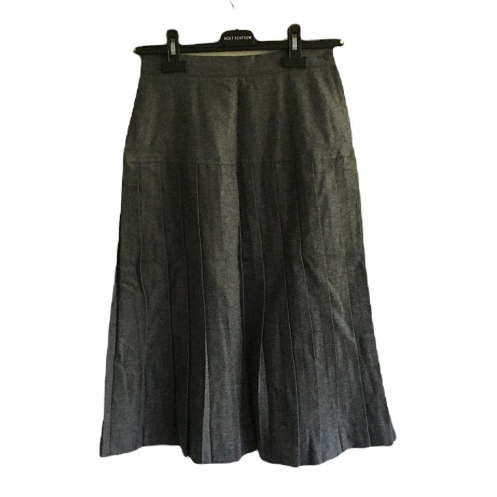 ARIES II Wool Pleated Midi Skirt Grey Size 24